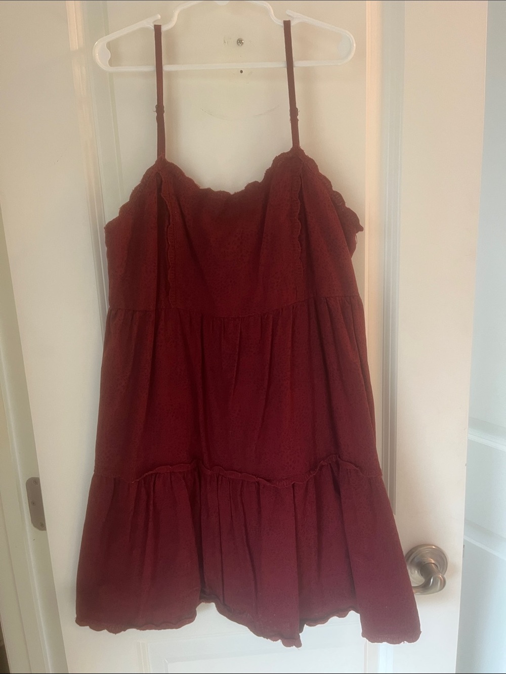 Aeropostale Burgundy Spaghetti Strap Ruffle Top
